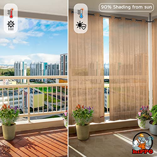 HIPPO Outdoor Balcony Sun, UV & Dust Protection Curtain HDPE Light Filtering 180 GSM Eyelet/Grommet Curtains for Home, Garden, Patio, Varanda, Hotel (Sand-Dune, 4.5FTX7.5FT, 2 PC) - Image 2