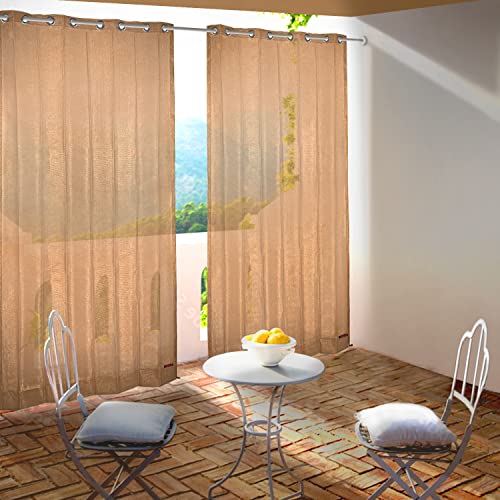 HIPPO Outdoor Balcony Sun, UV & Dust Protection Curtain HDPE Light Filtering 180 GSM Eyelet/Grommet Curtains for Home, Garden, Patio, Varanda, Hotel (Sand-Dune, 4.5FTX7.5FT, 2 PC) - Image 1