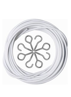 Quotel Curtain Wire 7 Metres Net Curtain Wire Cord Cable with 6 Hooks and 6 Eyes Spring Curtain Rod, Picture Hanging Wire