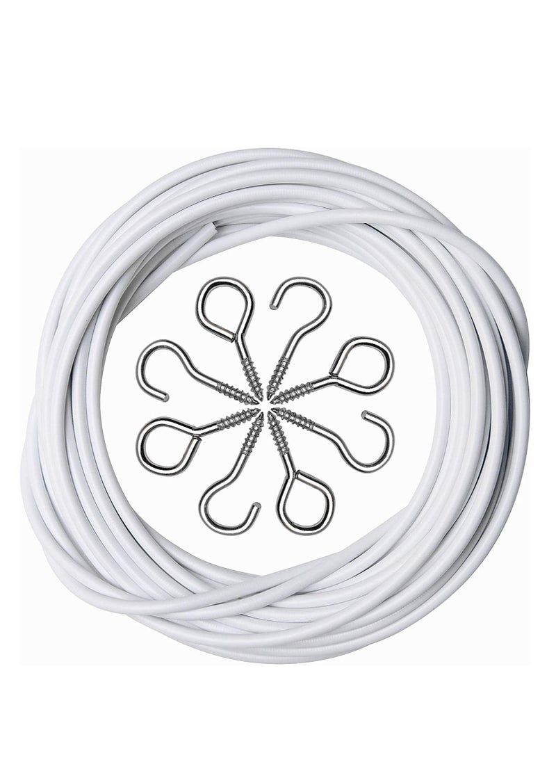 QUOTEL - Quotel Curtain Wire 7 Metres Net Curtain Wire Cord Cable with 6 Hooks and 6 Eyes Spring Curtain Rod, Picture Hanging Wire - Image 1