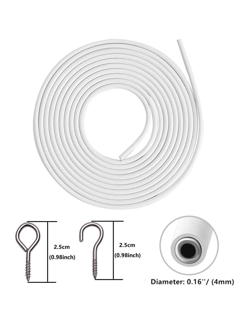QUOTEL - Quotel Curtain Wire 7 Metres Net Curtain Wire Cord Cable with 6 Hooks and 6 Eyes Spring Curtain Rod, Picture Hanging Wire - Image 1