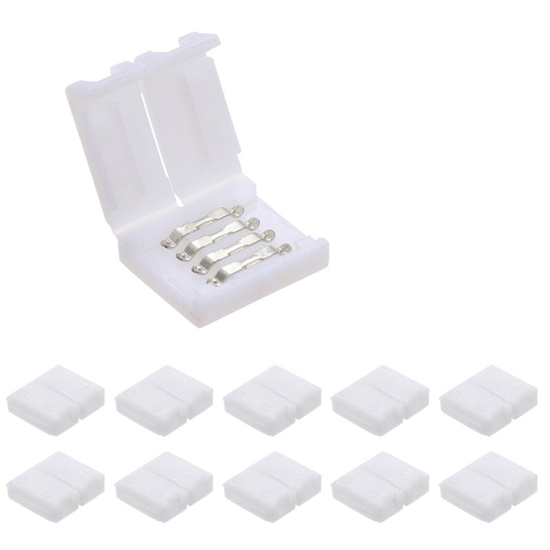 4 Pins Strip Light Connector 10 Pcs Mini Size Light Weight - Excellent PCB Material RGB Led Strip Lamp Connector for 10mm Wide LED Strip Installation - Image 1