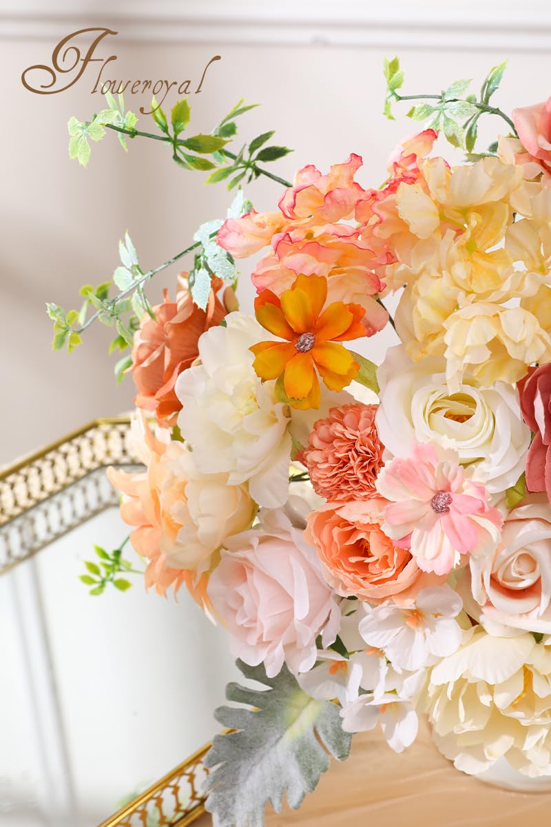 Floweroyal Artificial Flowers Combo Champagne Flowers Mix Silk Flowers Dahlia Roses with Stems for DIY Wedding Bridal Bouquets, Baby Shower, Floral Arrangement, Table Centerpieces, Home Decorations. - Image 2