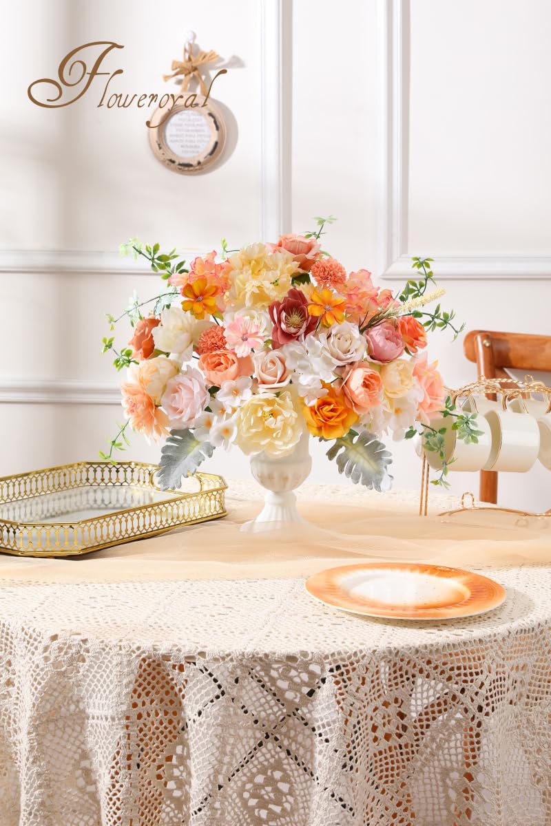 Floweroyal Artificial Flowers Combo Champagne Flowers Mix Silk Flowers Dahlia Roses with Stems for DIY Wedding Bridal Bouquets, Baby Shower, Floral Arrangement, Table Centerpieces, Home Decorations. - Image 3