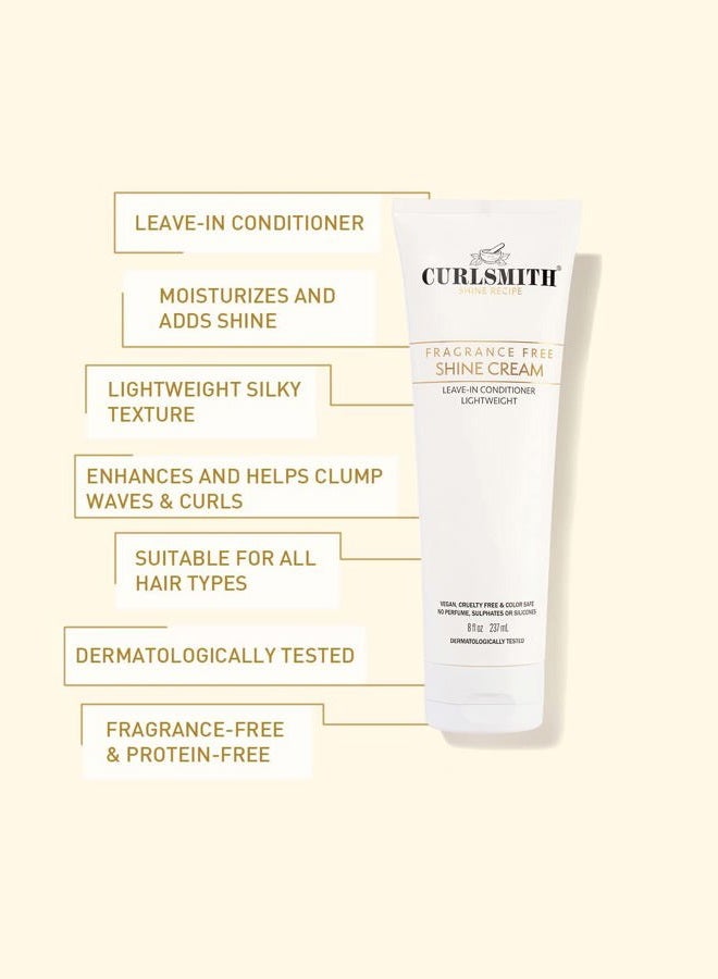 CURLSMITH Shine Cream, Leave-In Conditioner, Moisturising, Sensitive, Fragrance Free for All Curl and Hair Types, Vegan (2 fl oz) Travel or Trial Size - Image 3