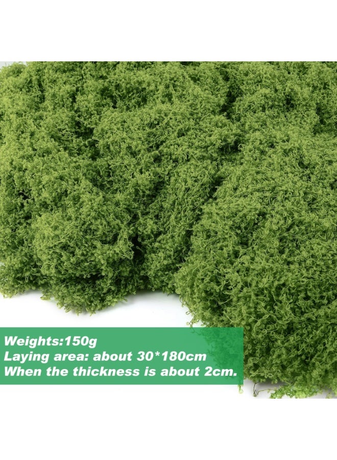 سونسر طحالب خضراء صناعية للنباتات الداخلية، 5.3 أونصة طحالب صناعية للحرف اليدوية محفوظة للديكور DIY طحالب زخرفية لتزيين الطاولات حديقة خرافية زفاف زهري (150 جرام، أخضر داكن) - Image 2