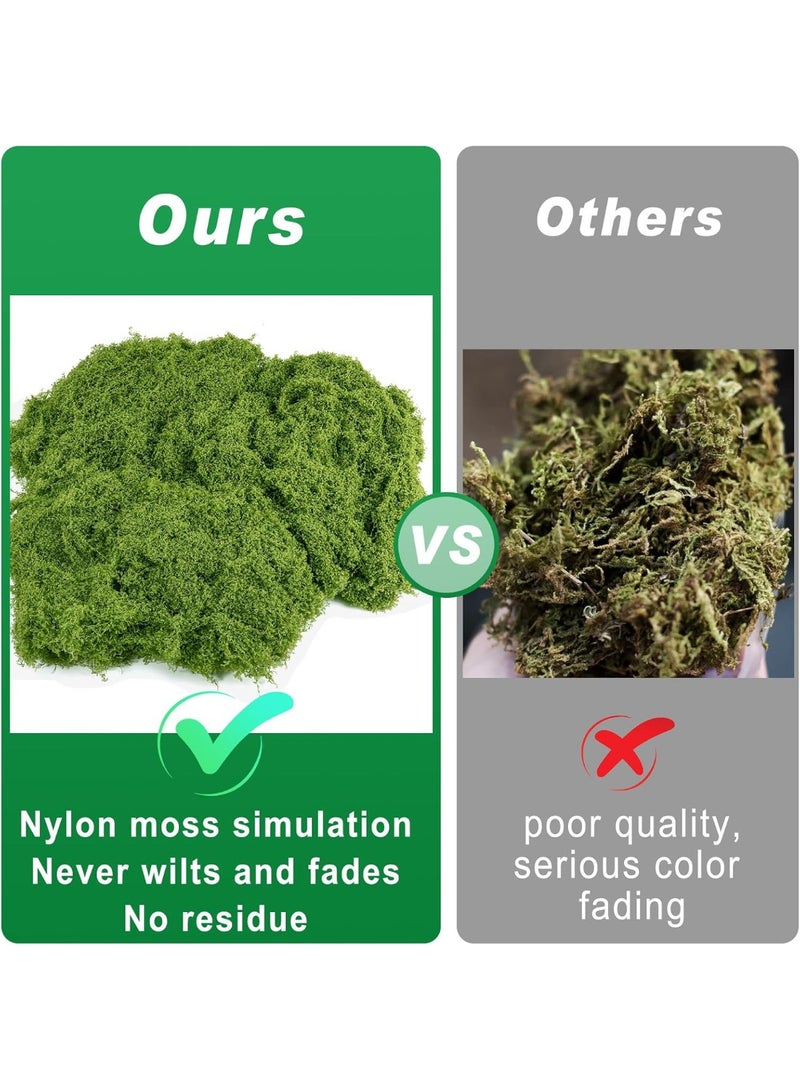 سونسر طحالب خضراء صناعية للنباتات الداخلية، 5.3 أونصة طحالب صناعية للحرف اليدوية محفوظة للديكور DIY طحالب زخرفية لتزيين الطاولات حديقة خرافية زفاف زهري (150 جرام، أخضر داكن) - Image 5