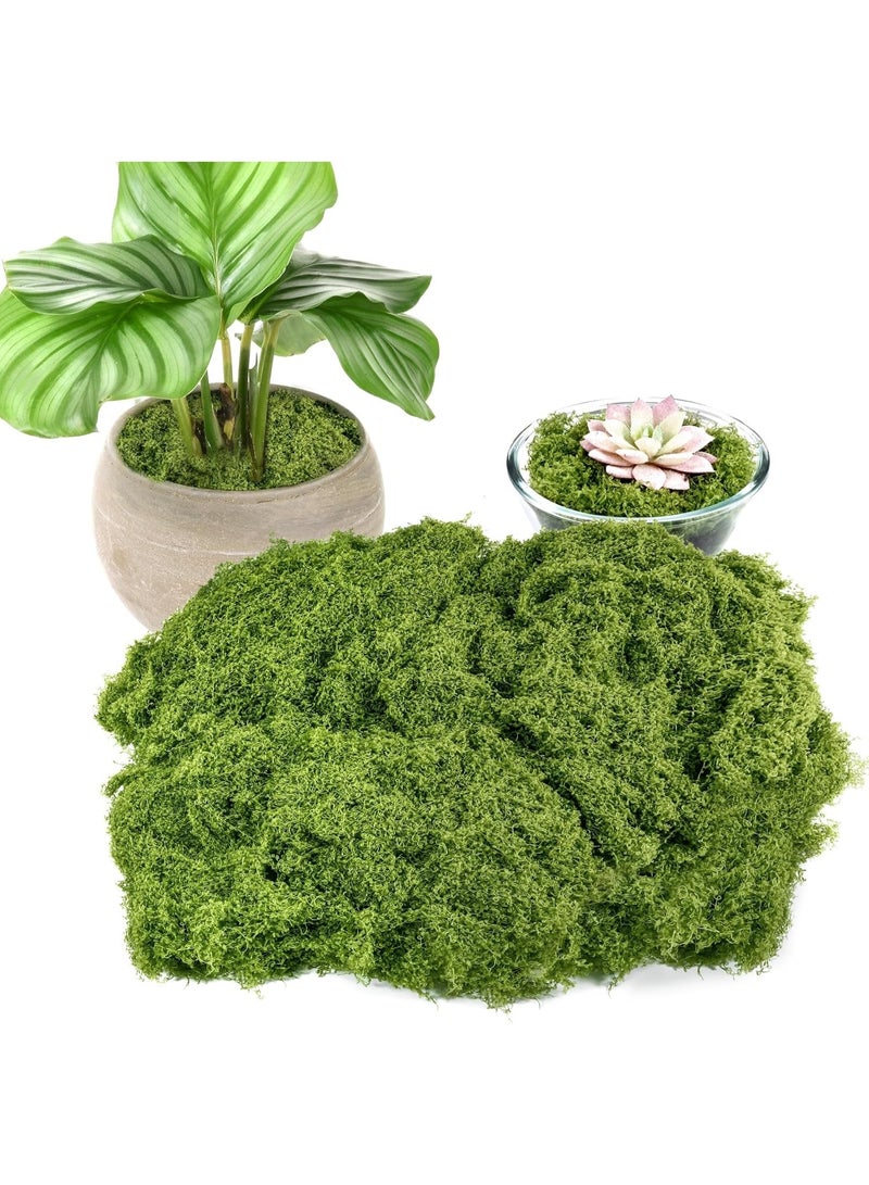 سونسر طحالب خضراء صناعية للنباتات الداخلية، 5.3 أونصة طحالب صناعية للحرف اليدوية محفوظة للديكور DIY طحالب زخرفية لتزيين الطاولات حديقة خرافية زفاف زهري (150 جرام، أخضر داكن) - Image 1