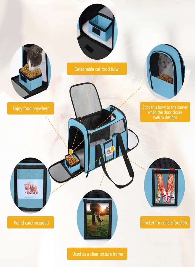 SECLATO Cat Carrier Dog Carriers Airline Approved for Small Dogs, Kitten, Carriers for Small Medium Cats Under 15lb, Collapsible Soft Sided TSA Approved Pet Travel Carrier-Blue - Image 4