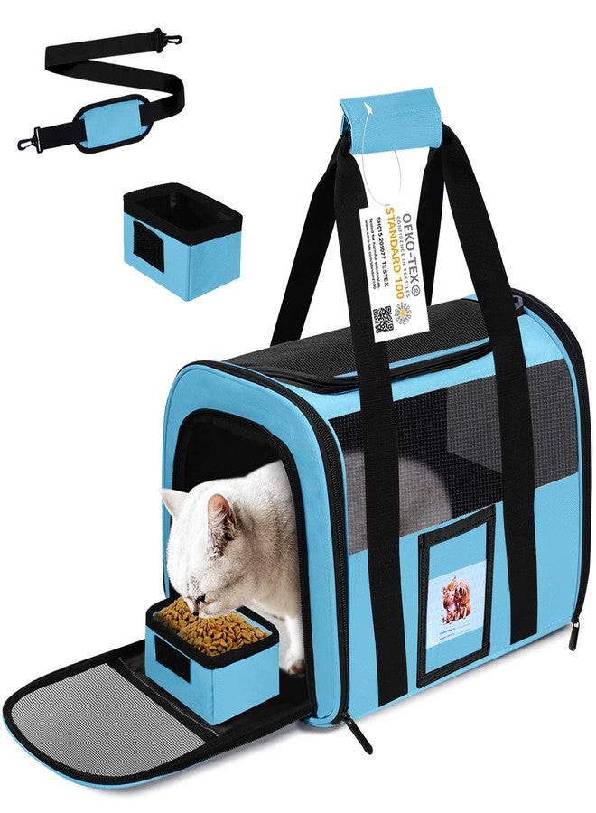 SECLATO Cat Carrier Dog Carriers Airline Approved for Small Dogs, Kitten, Carriers for Small Medium Cats Under 15lb, Collapsible Soft Sided TSA Approved Pet Travel Carrier-Blue - Image 1