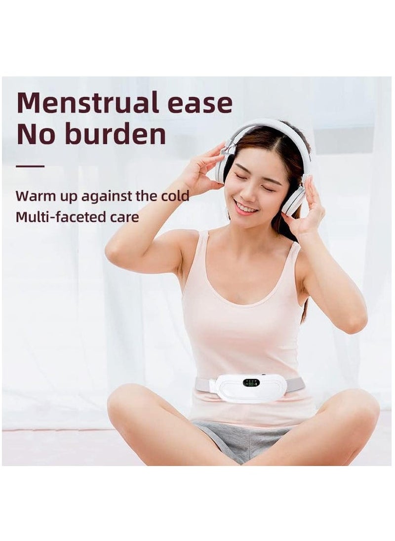 إسكدنيا Portable Cordless Heating Pad, USB Battery Operated Heat Pad with 3 Heat Levels  4 Massage Modes, Electric Heating Belt for Menstrual, Period, Back Pain Relief (White) - Image 3