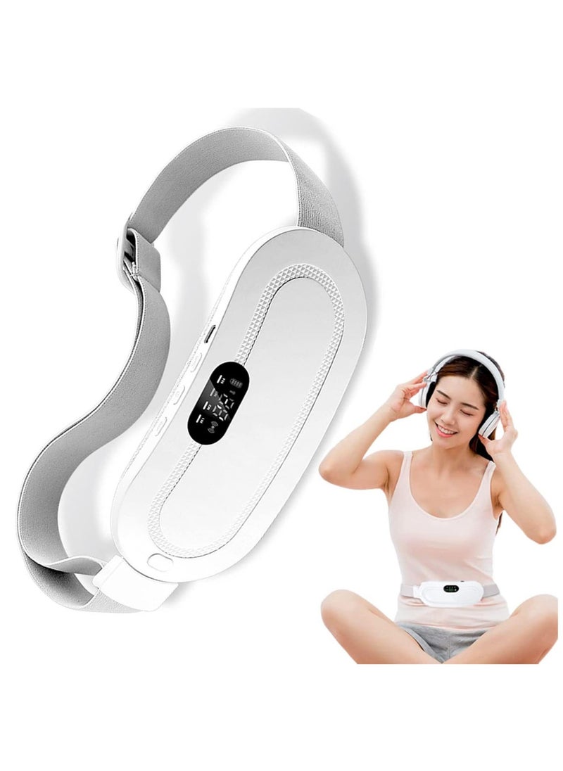 إسكدنيا Portable Cordless Heating Pad, USB Battery Operated Heat Pad with 3 Heat Levels  4 Massage Modes, Electric Heating Belt for Menstrual, Period, Back Pain Relief (White) - Image 1