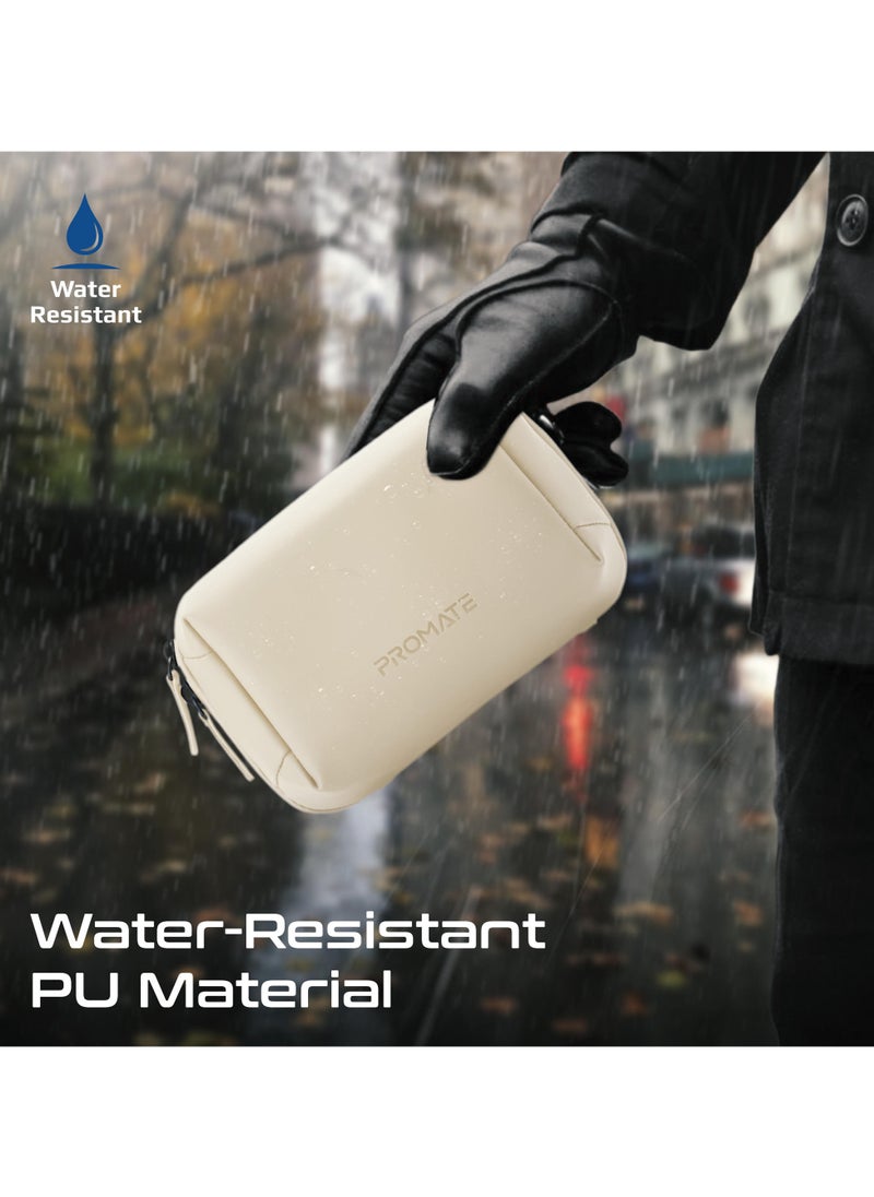 PROMATE - Promate Mini Tech Organizer Pouch with Multiple Compartments, Durable Waterproof PU Material, Lightweight Compact Design - Image 1
