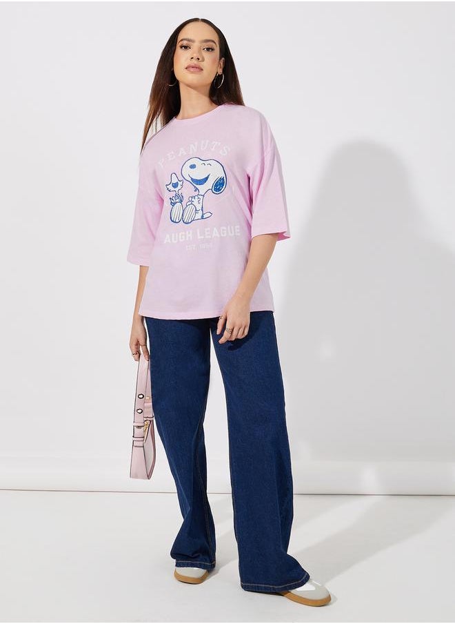 Styli Peanuts Laugh League Oversized T-Shirt with Dropped Shoulder  - Image 2