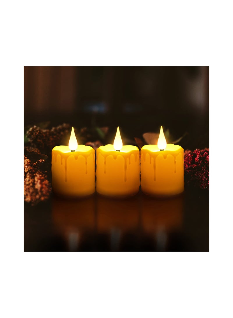 Excefore Rechargeable Flameless Votive Candles with Remote Timer, D2 x H3 inches in/Outdoor Waterproof Flameless Flickering Electric Candles, 3D Wick Battery Operated LED Tea Lights, Set of 6, Ivory - Image 5