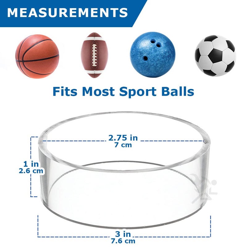 OnFireGuy 3 inch Acrylic Ball Display Stand | Basketball, Volleyball, Soccer, Softball & Bowling Ball | 3 inch Display Ring Pedestal | Ideal Ball Stands for Displaying Your Sports Balls - Image 4