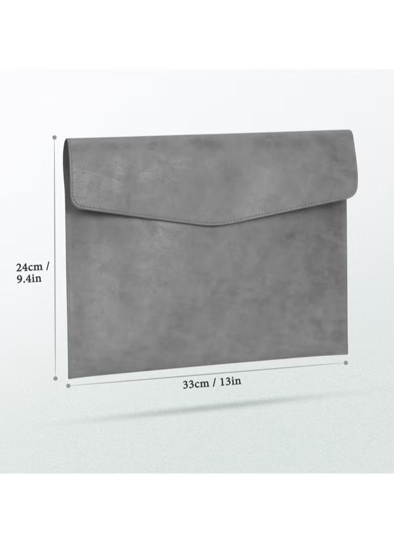Generic - File Folder, PU Leather A4 Document Holder File Organizer Filing Envelope Portfolio Case Tablet Sleeve with Magnetic Snap Closure for Home School Office Stationery Grey - Image 1