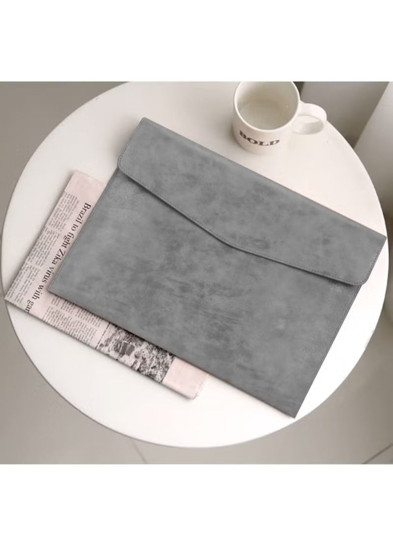 Generic - File Folder, PU Leather A4 Document Holder File Organizer Filing Envelope Portfolio Case Tablet Sleeve with Magnetic Snap Closure for Home School Office Stationery Grey - Image 1