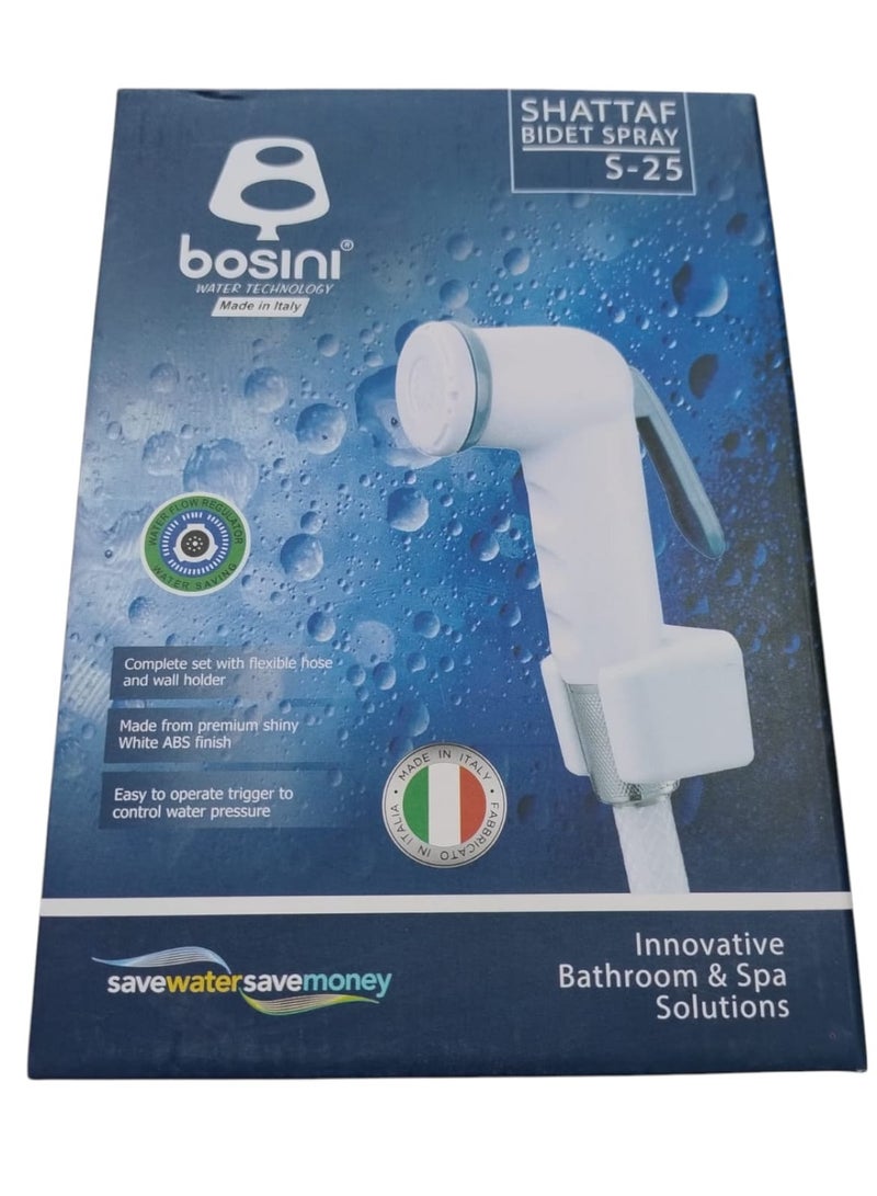 Bosini S-25 Bidet Spray – Made in Italy, Flexible Hose & Wall Holder, Durable Design with Easy Water Pressure Control - Image 2