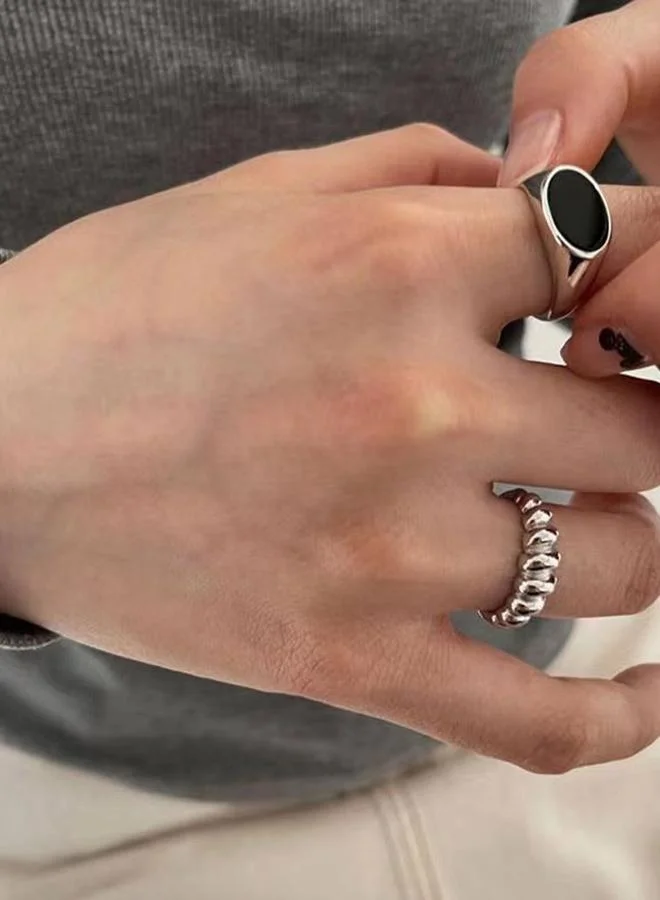 Take Two Pack of 2 - Silver Tone Casual Band Rings