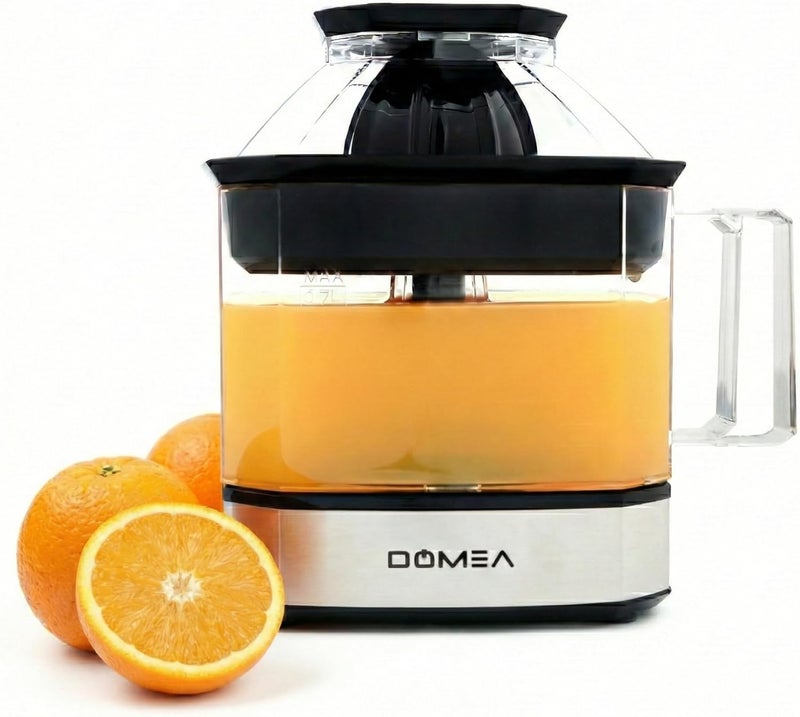 DOMEA Electric Citrus Juicer, Orange Juice Maker, Lemon Squeezer, 0.7 L Capacity, 25W Energy Efficient Powerful Motor, Includes 2 Cones, Quick & Easy Juicing - Image 1