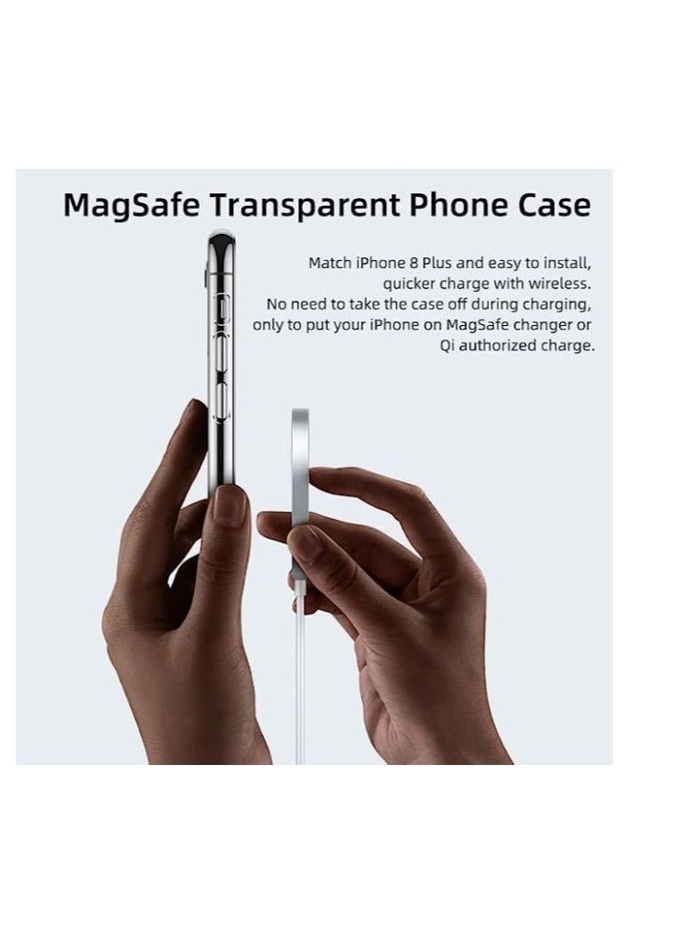 جراب هاتف مغناطيسي لهاتف 8 بلس و 7 بلس  وشحن لاسلكي ماج سيف شفاف - Image 2