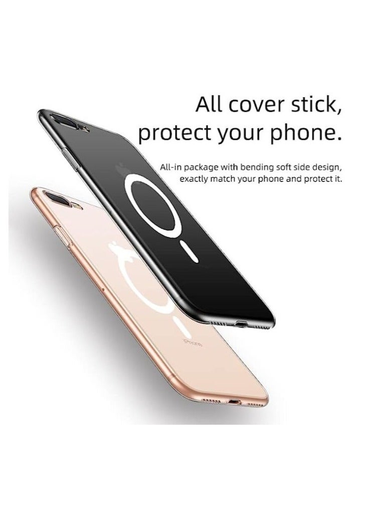 جراب هاتف مغناطيسي لهاتف 8 بلس و 7 بلس  وشحن لاسلكي ماج سيف شفاف - Image 3