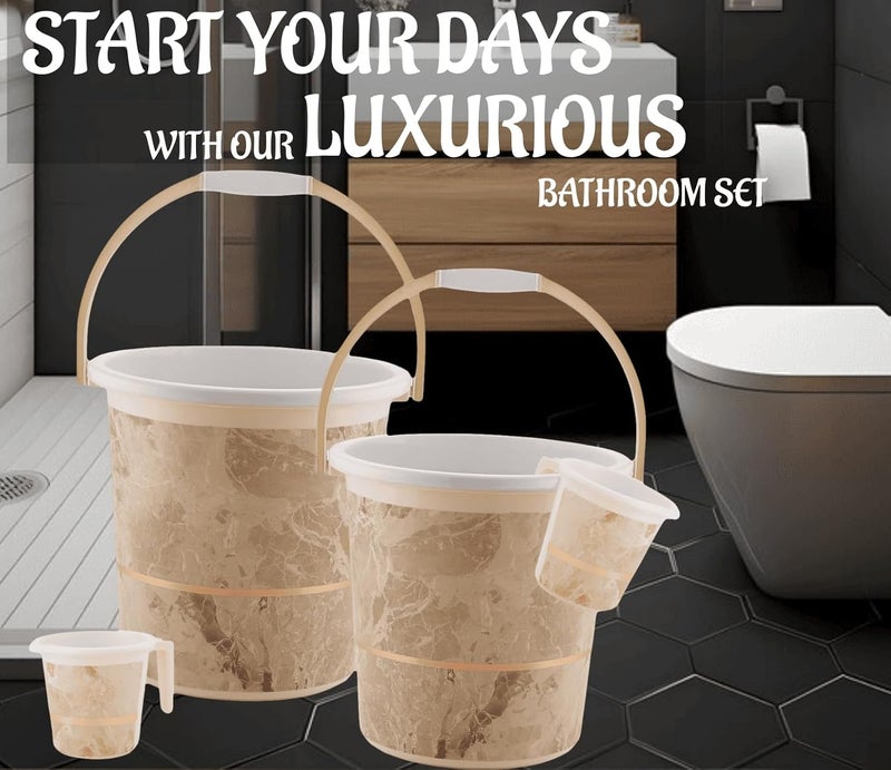 Nabhya 4 pcs Bathroom Accessories Set Plastic Bath Set Bathroom Bucket 20Ltr and Mug 4 Piece Combo Set for Home Kitchen Bathroom Beige - Image 4