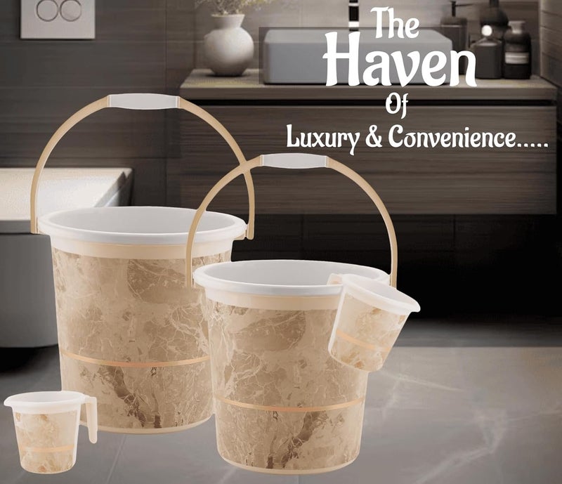 Nabhya 4 pcs Bathroom Accessories Set Plastic Bath Set Bathroom Bucket 20Ltr and Mug 4 Piece Combo Set for Home Kitchen Bathroom Beige - Image 2