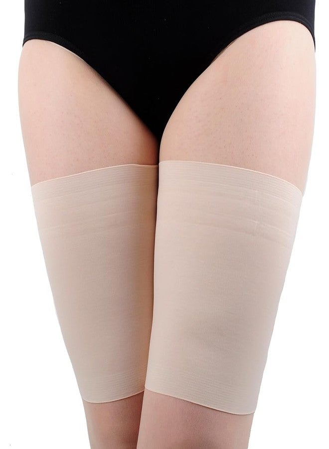 VASANA Beige Nylon Thigh Brace Elastic Anti-Chafing Thigh Bands Unisex Non-Slip Leg Compression Sleeve for Running Sport Yoga - Image 1