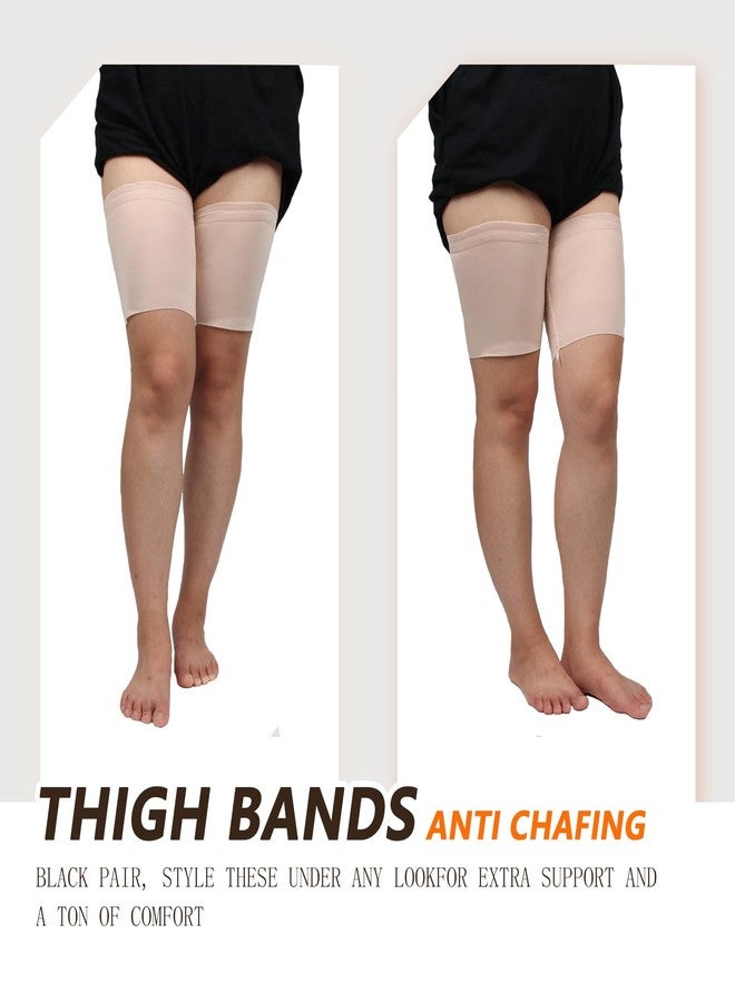 VASANA Beige Nylon Thigh Brace Elastic Anti-Chafing Thigh Bands Unisex Non-Slip Leg Compression Sleeve for Running Sport Yoga - Image 5