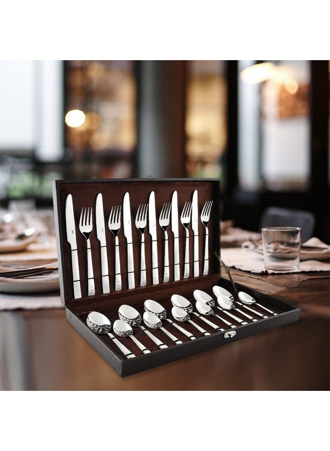 SHAPES Captain Premium Silver Stainless Steel Cutlery Set - 24 Pieces With Gift Box| Rust-Resistant, Dishwasher Safe, Elegant Design | Ideal for Home and Restaurant Use, Perfect for Family Meals - Image 2