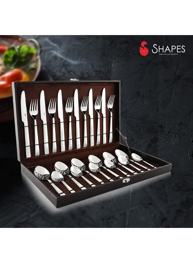 SHAPES Captain Premium Silver Stainless Steel Cutlery Set - 24 Pieces With Gift Box| Rust-Resistant, Dishwasher Safe, Elegant Design | Ideal for Home and Restaurant Use, Perfect for Family Meals - Image 1