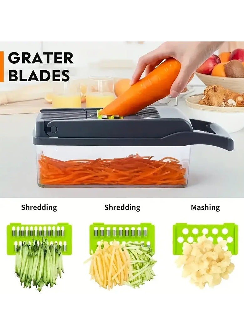 فيجي قطاعة خضروات  والبصل والطماطم متعددة الوظائف ومبشرة فاصل البيض مع 6 شفرات للفواكه والخضروات والجبن والمزيد - Image 3