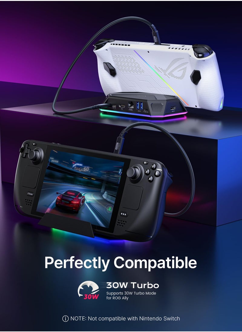 SYOSI - قاعدة توصيل Steam Deck، 8 في 1 بمنفذ USB C مع منفذ HDMI بدقة 4K بمعدل 60 هرتز، ومنفذ Gigabit Ethernet، ومنفذ USB-C 3.0، ومنفذ USB-A 3.0 مزدوج، ومنفذ USB 2.0، وشحن USB-C بقوة 100 وات - HB080 - Image 1