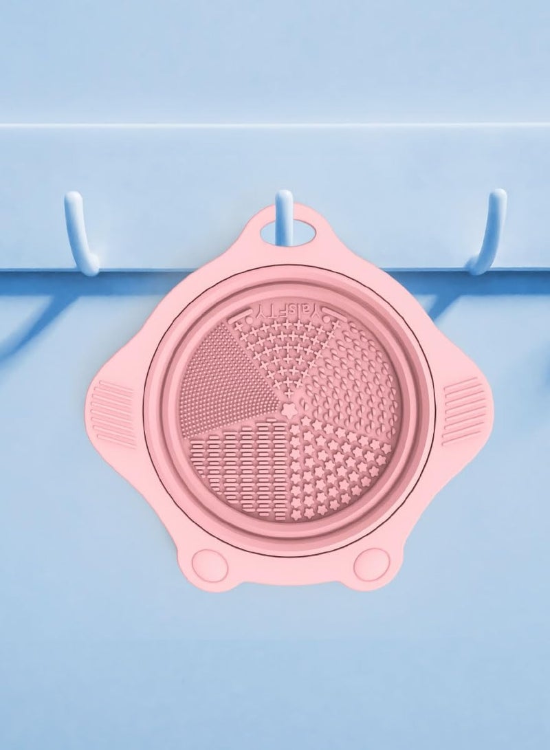 Etercycle Foldable Silicone Makeup Brush Cleaner Pad Bowl, YalsFTY Portable Mat Scrubber Cleaning Tool for Makeup Brushes (Pink) - Image 2