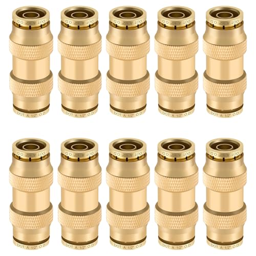 Boeray 12 Quick Push to Connect Fittings Brass Union Straight Joint DOT Approved 12 inch tube OD Air Line Adapter Air Spring Suspension Kit for Car Truck Trailers and Air Brake System 10pcs - Image 1