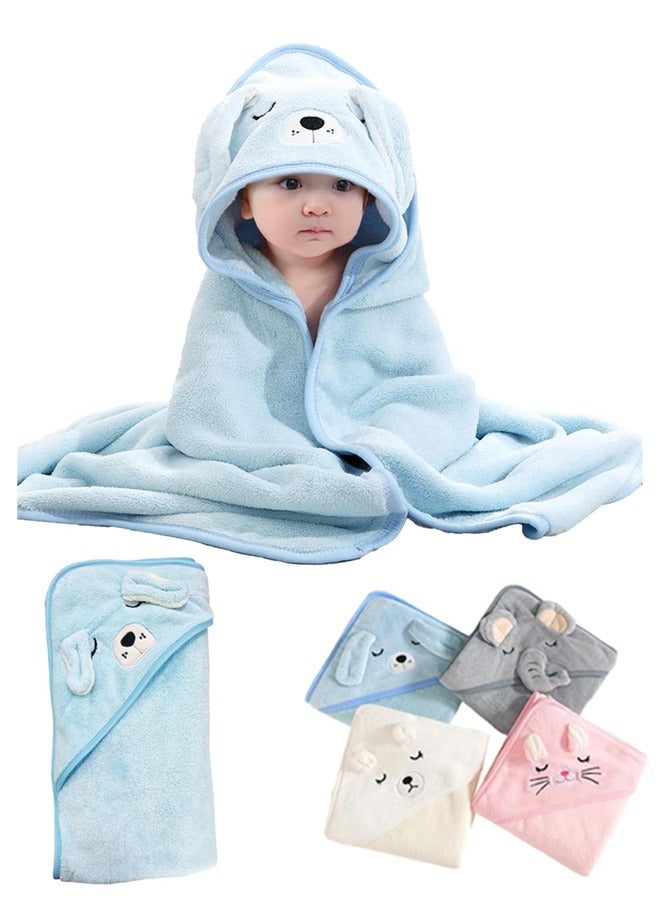 منشفة أطفال بغطاء للرأس، مناشف حمام أطفال، فائقة النعومة وسميكة منشفة حمام قطنية للمواليد الجدد، منشفة كبيرة ماصة للأطفال الصغار من الأولاد والبنات - قطن 100% للمواليد الجدد والرضع والأطفال الصغار - مقاس كبير 32 × 32 بوصة - Image 1