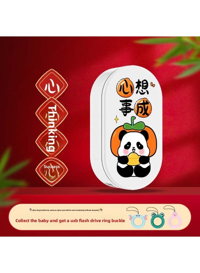 Creative U Disk Year Festive Rich Large-capacity High-speed USB Enterprise Annual Meeting With Gift U Disk Customization-Color:Panda Usb Plate-all Your Wishes Come True-Capacity:4GB  - Image 1