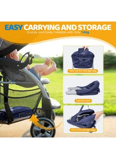 Orzbow Orzbow Hook On High Chair, Portable High Chair for Babies 6-36 Months - Fits Tables 0.78 to 3.14inchs Thick, Collapsible Clip On Counter High Chair with Carry Bag for Travel, Home and Restaurant, Blue  - Image 3