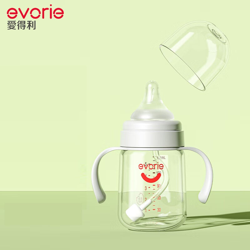 Aideli Wide-Caliber Crystal Diamond Glass Baby Bottle Newborn Drinking Bottle Baby Bottle With Handle Straw Automatic Small Bottle - Image 1