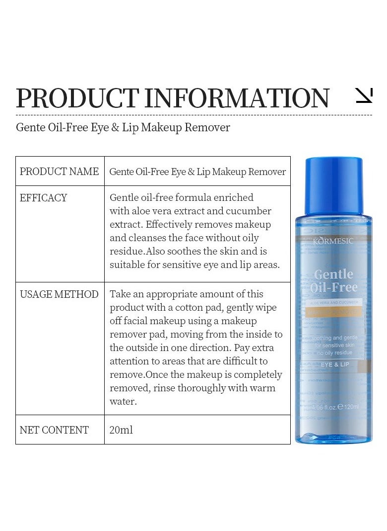 Kormesic - Oil-Free Eye & Lip Makeup Remover - 120ml Gentle & Fast-Acting Solution - Image 1