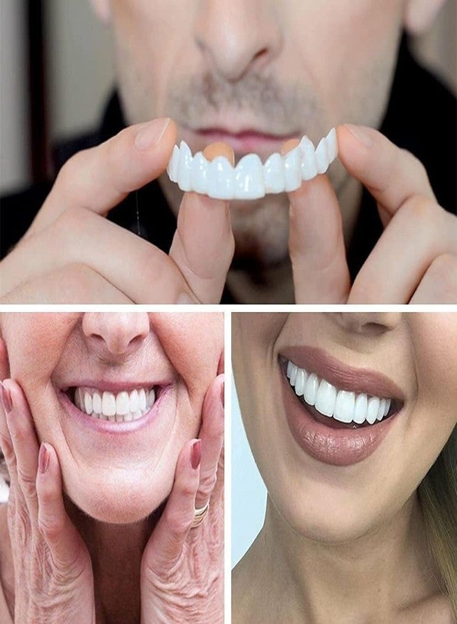 SNAPCOM Snap-On Instant Perfect Smile Veneers Comfortable Flex Fit Dentures for Top & Bottom Teeth White Tooth Cosmetic Cover Comfort Fit Flex Dentures for White Neat Smile (2 PCS) - Image 4