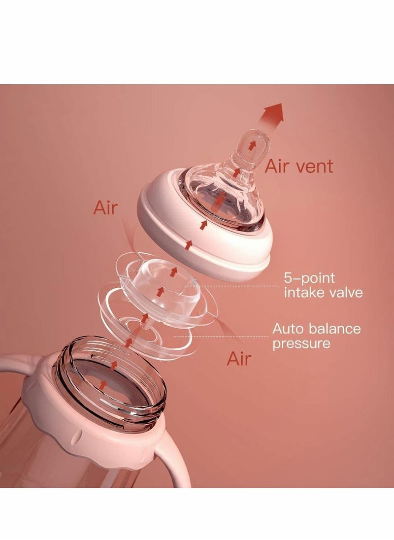 Excefore - Baby Bottle Sippy Cup 220ml, Learning Drinking Cup with Handle 360° Leak-proof Gravity Ball Design Baby Learn to Drink Water Transition Cup Soft Bite-resistant Drop Resistant for Kids 6+ Months (Pink) - Image 1