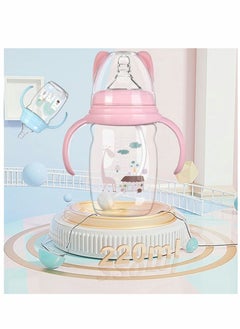 Excefore Baby Bottle Sippy Cup 220ml, Learning Drinking Cup with Handle 360° Leak-proof Gravity Ball Design Baby Learn to Drink Water Transition Cup Soft Bite-resistant Drop Resistant for Kids 6+ Months (Pink)  - Image 5