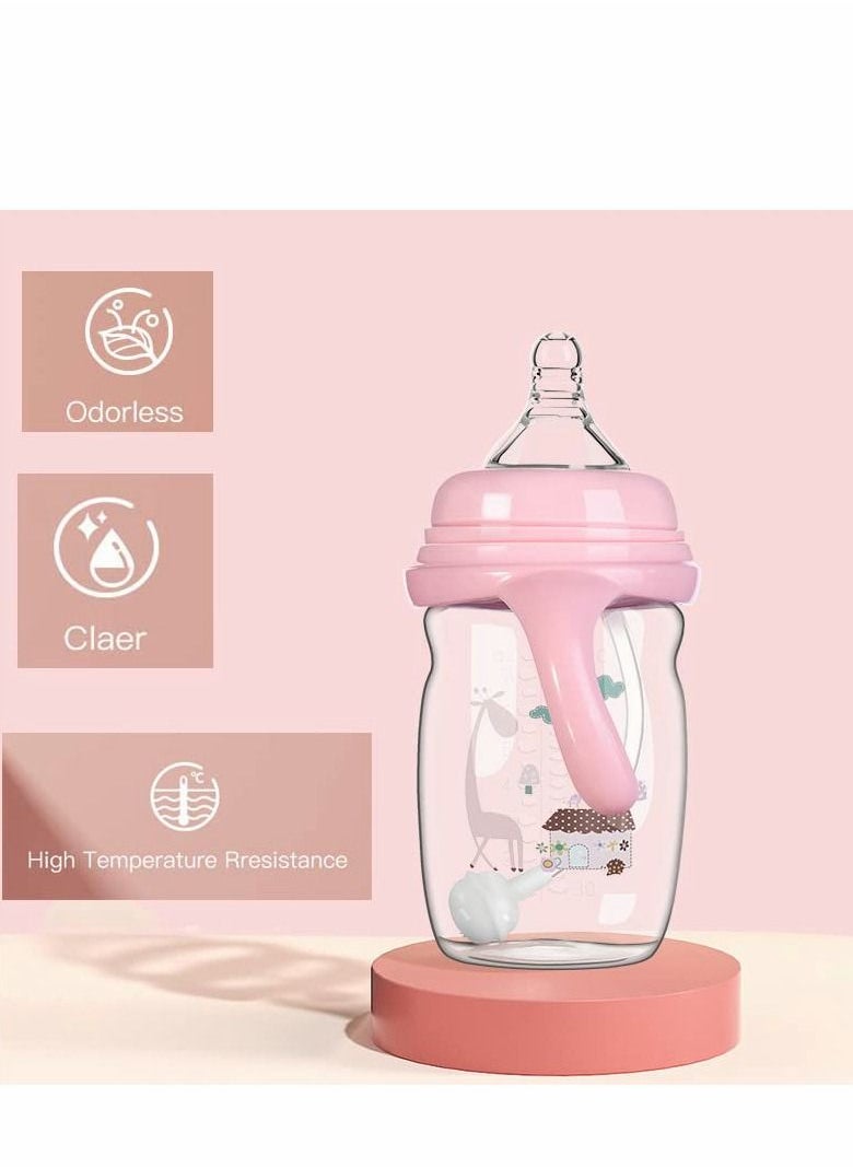 Excefore - Baby Bottle Sippy Cup 220ml, Learning Drinking Cup with Handle 360° Leak-proof Gravity Ball Design Baby Learn to Drink Water Transition Cup Soft Bite-resistant Drop Resistant for Kids 6+ Months (Pink) - Image 1