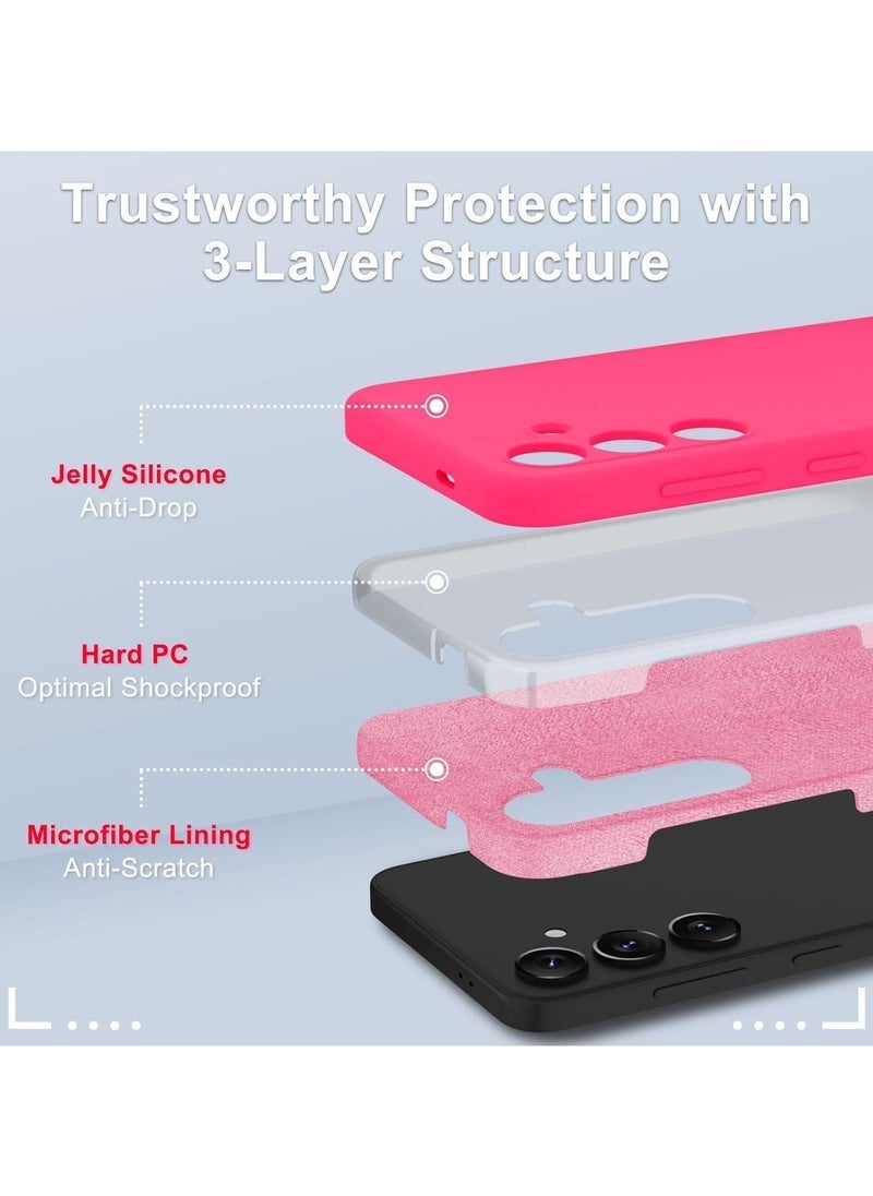 MUNTAQI Samsung Galaxy S24 Silicone Case with 1 Screen Protector – Pink | Soft Anti-Scratch Microfiber Lining, Shockproof Slim Fit Cover, Full Body Protection, Wireless Charging Compatible, Lightweight & Stylish - Image 3
