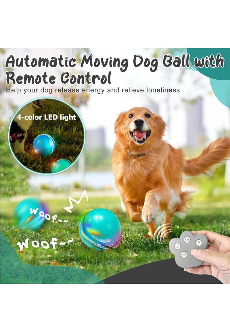 Interactive Dog Ball Toys with Motion Activated, Self Moving Bouncing Puppy Ball with Remote Control, Rechargeable Flashing Dog Toy Automatic Rolling Pet Ball with Adjustable Speeds - Green