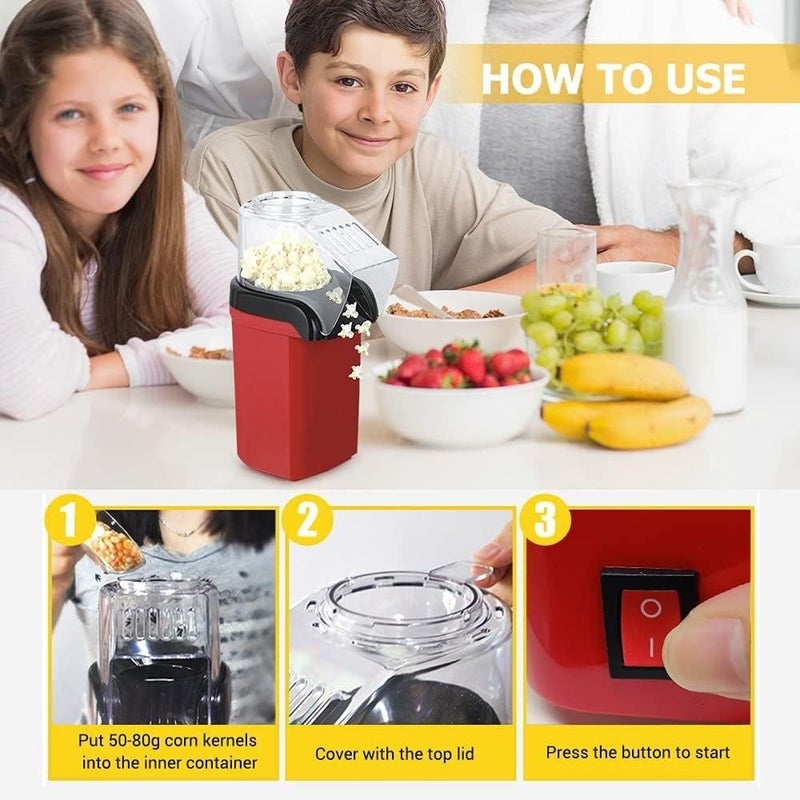 Electric Popcorn Machine Without Oil – Hot Air Popcorn Maker, Quick and Easy to Use Healthy Popcorn Maker H - Image 1