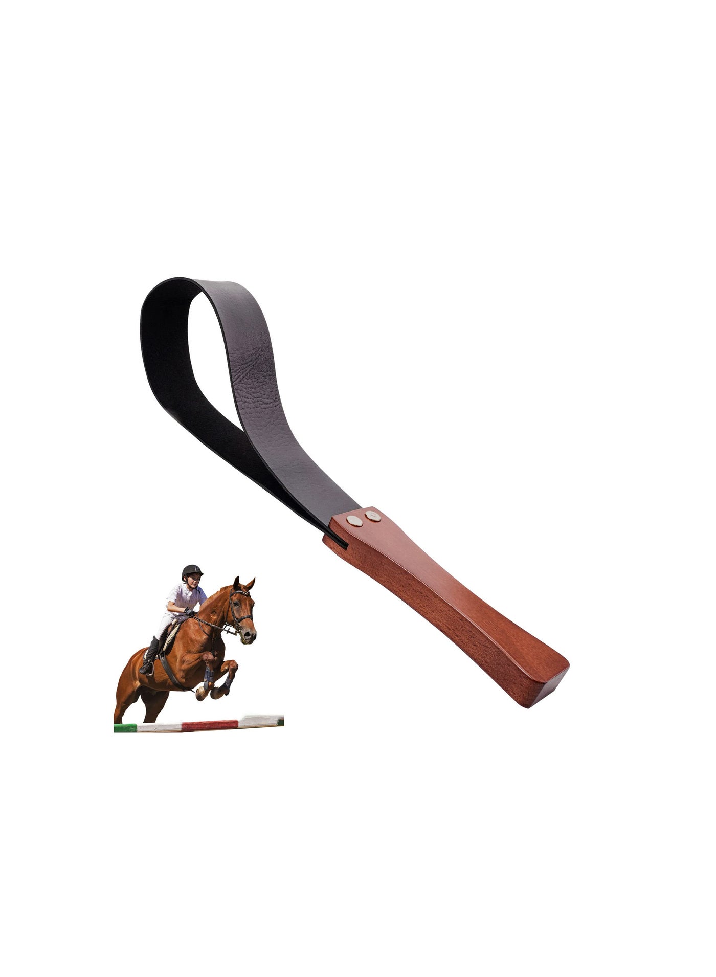 19-Inch Riding Crop For Horses - Genuine Leather With Anti-Slip Wooden Handle